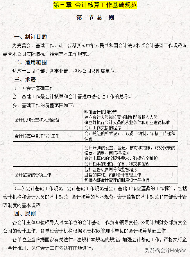 完整版公司財務會計核算手冊及財務管理制度，word格式，十分詳細
